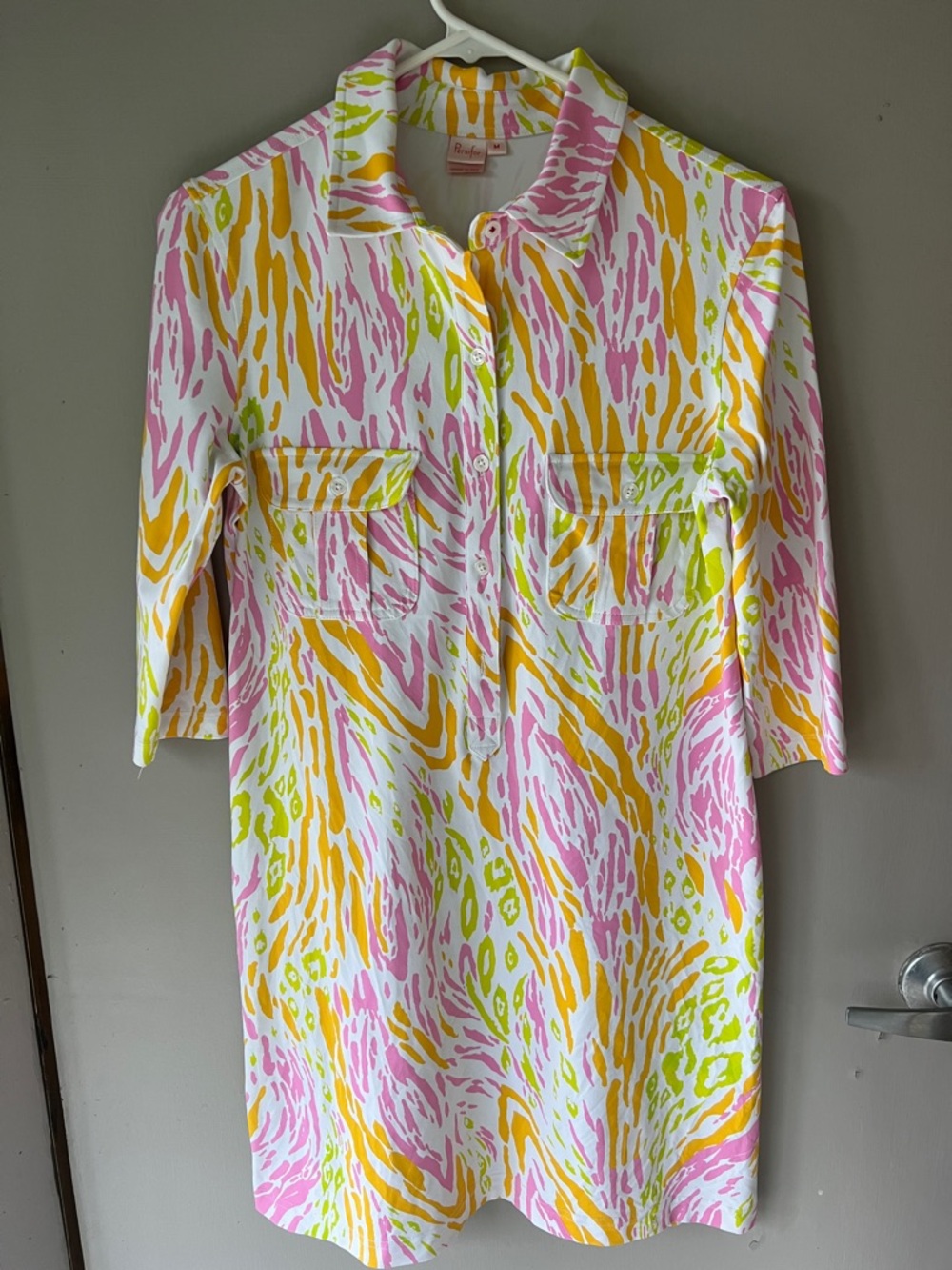 Persifor Bright Pink & Yellow Print Shift Dress